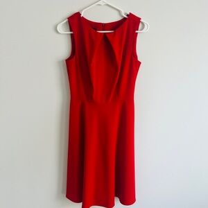 Alyx Red Sleeveless A-Line Zip Up midi Dress Pleated Front Size 4